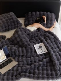 Polyester Carpet Rabbit Bubble Velvet Thickened Nap Blanket Quilt (Option: Graphite Gray-200 × 230cm)